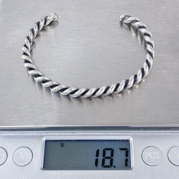 Southwest Twisted Wire Cuff Bracelet | Vintage Sterling Silver 925 | 6.5" - Picture 10 of 10